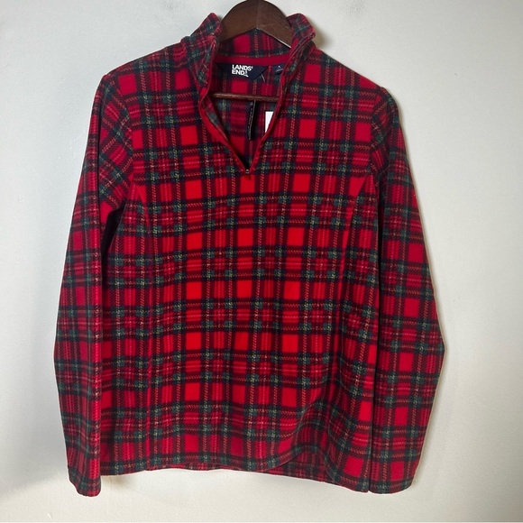 NWT Lands' End Red and Green Plaid Pullover - Picture 1 of 3